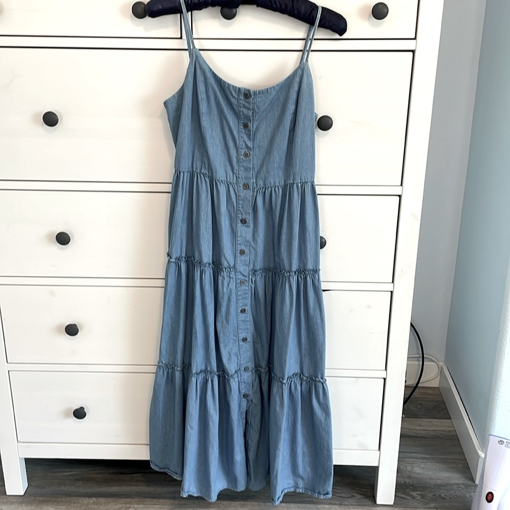 Sleeveless dress, size small, denim